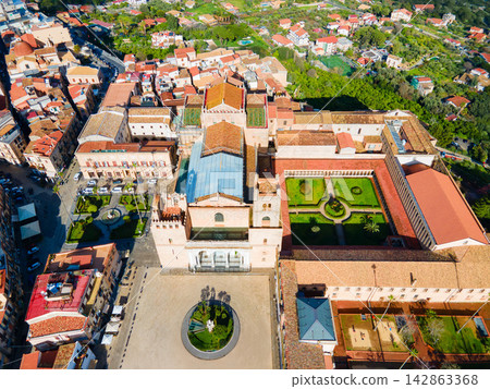 Monreale Cathedral or Duomo di Monreale aerial view, Palermo Monreale Cathedral or Duomo di Monreale aerial view, Palermo 142863368