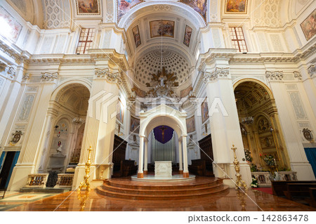 Trapani Cathedral or Duomo interior view in Sicily Trapani Cathedral or Duomo interior view in Sicily 142863478