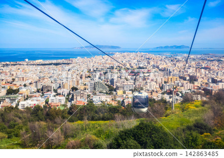 Trapani Erice Cableway in Sicily island, Italy Trapani Erice Cableway in Sicily island, Italy 142863485