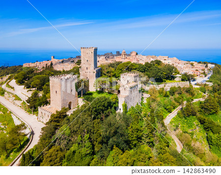 The Balio Towers aerial panoramic view in Erice The Balio Towers aerial panoramic view in Erice 142863490