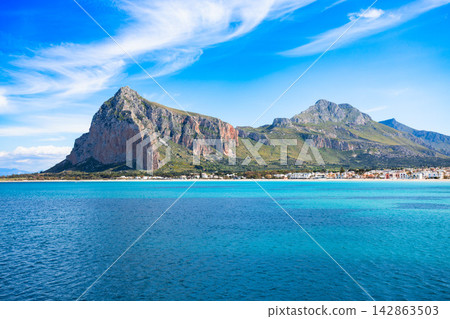 San Vito Lo Capo beach panoramic view San Vito Lo Capo beach panoramic view 142863503