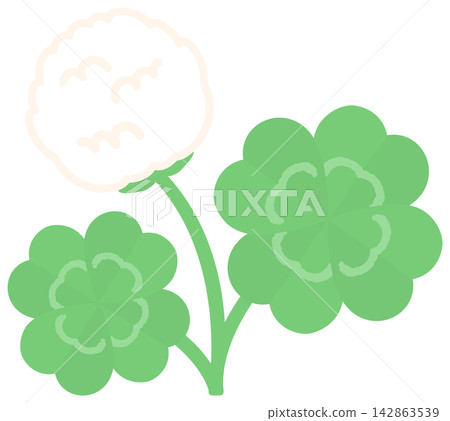 Illustration material of a four-leaf clover and flowers Illustration material of a four-leaf clover and flowers 142863539