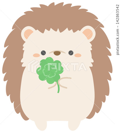 A small four-leaf clover and a hedgehog A small four-leaf clover and a hedgehog 142863542