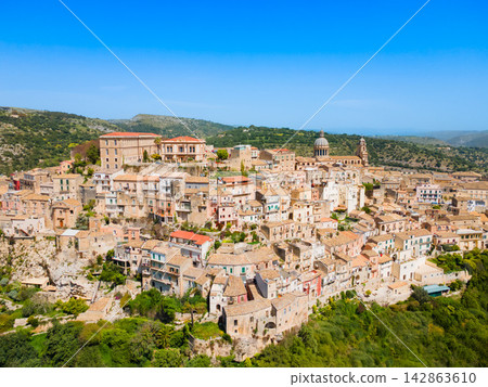 Ragusa city aerial panoramic view in Sicily, Italy Ragusa city aerial panoramic view in Sicily, Italy 142863610