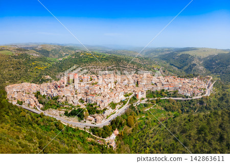 Ragusa city aerial panoramic view in Sicily, Italy 142863611