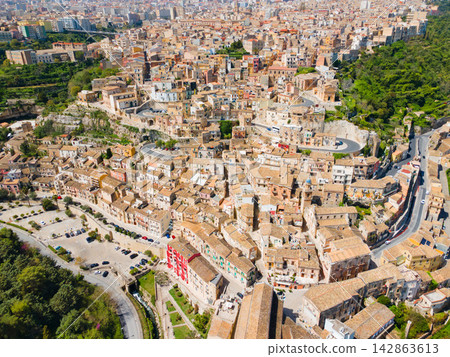 Ragusa city aerial panoramic view in Sicily, Italy Ragusa city aerial panoramic view in Sicily, Italy 142863613