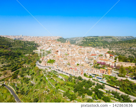 Ragusa city aerial panoramic view in Sicily, Italy 142863636