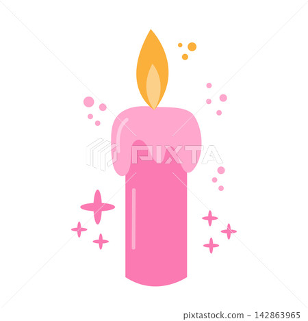 Pink candle cartoon Pink candle cartoon 142863965
