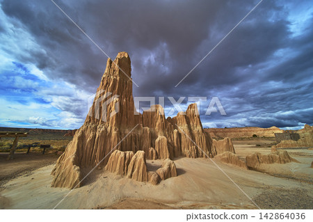 Cathedral Gorge State Park Dramatic Clay Formation and Moody Sky in Nevada Cathedral Gorge State Park Dramatic Clay Formation and Moody Sky in Nevada 142864036