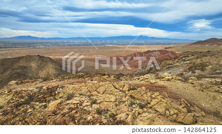 Aerial Las Vegas Nevada Desert Landscape With Lava Butte And Storm Clouds Aerial Las Vegas Nevada Desert Landscape With Lava Butte And Storm Clouds 142864125