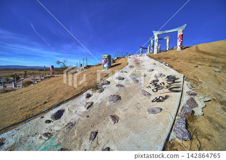Abandoned Graffiti Covered Water Slide and Ruins at Lake Dolores Water Park California Abandoned Graffiti Covered Water Slide and Ruins at Lake Dolores Water Park California 142864765