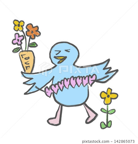 A heartwarming illustration of the cute bird character "Pupi". A heartwarming illustration of the cute bird character "Pupi". 142865073