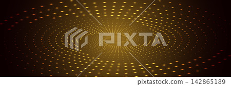 Abstract futuristic banner with gold light dot spiral, tech tunnel glow, and halftone particles. Modern holiday background for New Year and web. Abstract futuristic banner with gold light dot spiral, tech tunnel glow, and halftone particles. Modern holiday background for New Year and web. 142865189