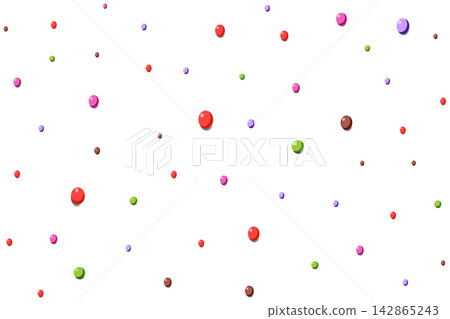 Vector seamless pattern with colorful sprinkles and dragee on white background. Sweet food print for bakery packaging, party, and birthday card. 142865243