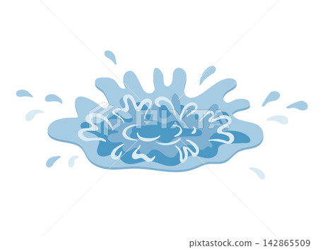 Cute cartoon hand drawn isolated splashing puddle illustration. Puddle splash. Rain and fall concept design element. Vector drawing Cute cartoon hand drawn isolated splashing puddle illustration. Puddle splash. Rain and fall concept design element. Vector drawing 142865509