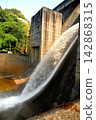 Kimigano Dam releases water with great force. 142868315