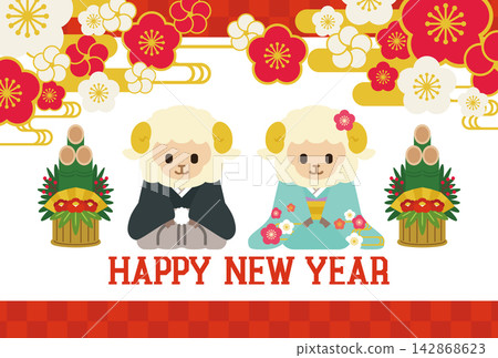 羊年(2027)新年賀卡模板 羊年(2027)新年賀卡模板 142868623