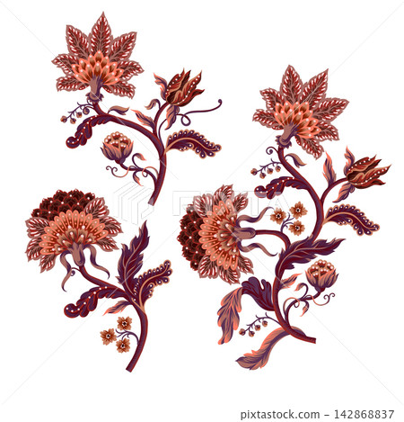 Indian floral ornament elements isolated. Vector. Indian floral ornament elements isolated. Vector. 142868837