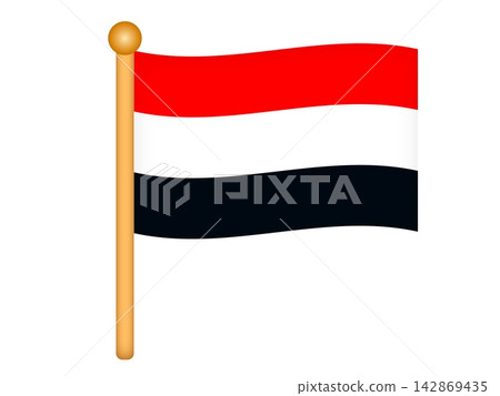 Illustration of a waving Yemeni flag (part 2) Illustration of a waving Yemeni flag (part 2) 142869435