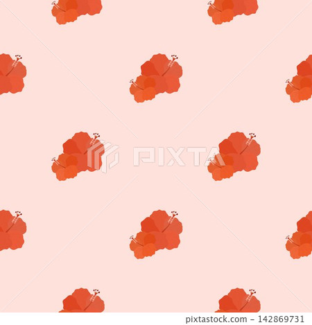 Vector seamless pattern with exotic hibiscus flower and tropical leaves. Elegant botanical texture for summer fashion fabric and product packaging. Vector seamless pattern with exotic hibiscus flower and tropical leaves. Elegant botanical texture for summer fashion fabric and product packaging. 142869731
