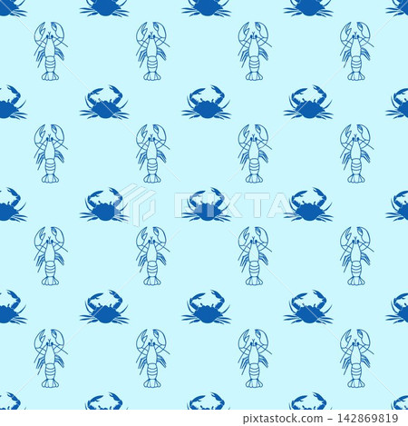 Seamless Marine Pattern with Lobster and Crab Icons 142869819