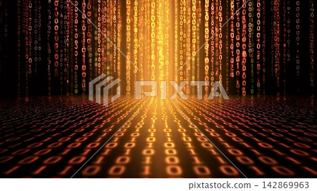 Binary code data streaming digital internet technology background 142869963