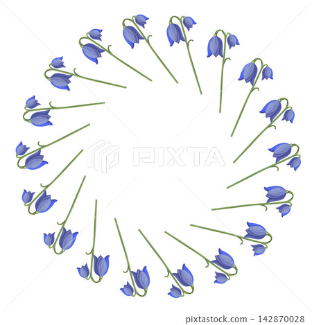 Spring Bellflower Wreath Frame on White Background Spring Bellflower Wreath Frame on White Background 142870028