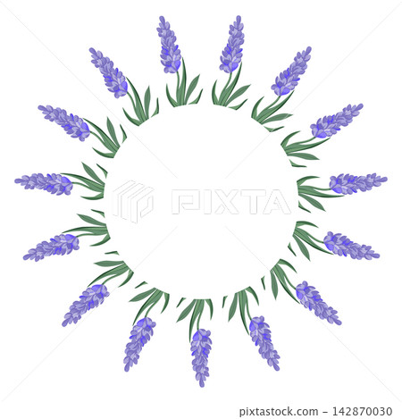 Lavender Round Floral Composition on White Background Lavender Round Floral Composition on White Background 142870030