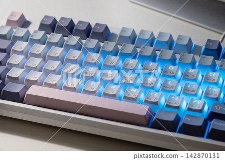 Mechanical keyboard with blue backlight 142870131