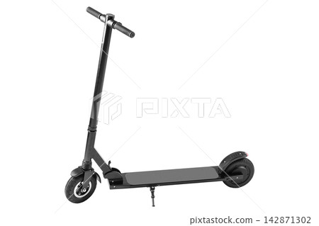 Modern black electric kick scooter isolated on white background Modern black electric kick scooter isolated on white background 142871302