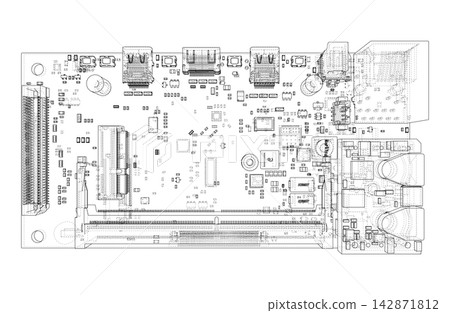 circuit board blueprint illustration. Vector circuit board blueprint illustration. Vector 142871812
