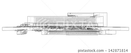 architectural blueprint of a building. Vector architectural blueprint of a building. Vector 142871814