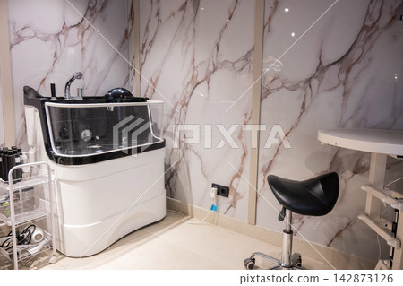 The interior of a cat grooming salon. The interior of a cat grooming salon. 142873126