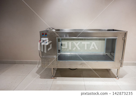 Treadmill in the pool for rehabilitation of pets. Treadmill in the pool for rehabilitation of pets. 142873235