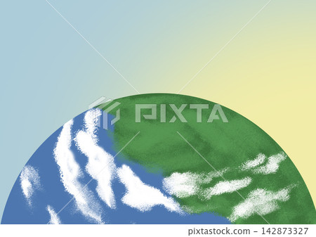 Close-up view of Earth with green continents, clouds, eco unity Close-up view of Earth with green continents, clouds, eco unity 142873327