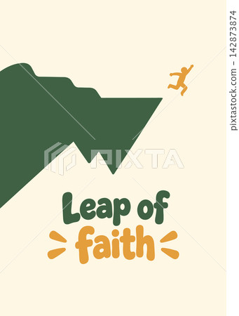 Leap of Faith Person Jumping Off Cliff Illustration Leap of Faith Person Jumping Off Cliff Illustration 142873874