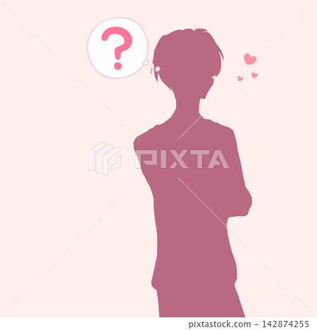一個心存疑慮的男人，雙臂交叉，浪漫，剪影 142874255