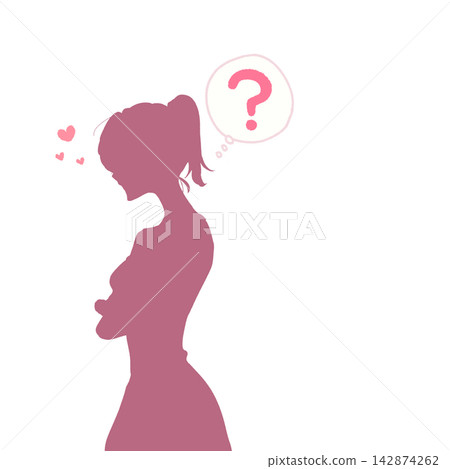 A woman with doubts, arms crossed, romance, silhouette 142874262