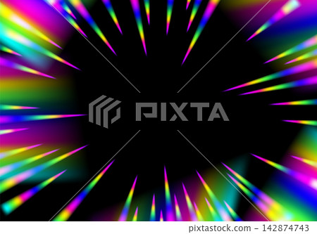 Multicolor radial speed lines bursting from a black center in psychedelic rainbow art Multicolor radial speed lines bursting from a black center in psychedelic rainbow art 142874743