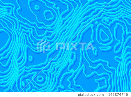 Bright blue and cyan topographic contour line pattern with organic wavy maze texture design Bright blue and cyan topographic contour line pattern with organic wavy maze texture design 142874746