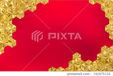 Red and gold hexagon background. Luxury geometric frame. Red and gold hexagon background. Luxury geometric frame. 142875110