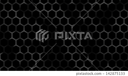 Black hexagon grid background. Thin white honeycomb Black hexagon grid background. Thin white honeycomb 142875133