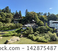 一座被新鮮綠樹環繞的寺廟 142875487