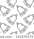 Vintage glass bell Christmas tree ornament in black and white doodle pattern. Simple vector sketch for retro holiday decor and toy packaging 142876574