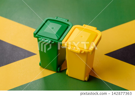 Bins for trash or garbage, a conceptual background for selective and recycling waste disposal Bins for trash or garbage, a conceptual background for selective and recycling waste disposal 142877363
