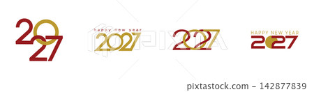 Vector illustration of Happy New Year 2027 Vector illustration of Happy New Year 2027 142877839