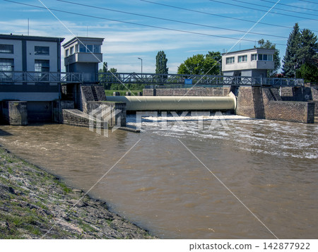 Small Hydroelectric Weir across the Nitra River Small Hydroelectric Weir across the Nitra River 142877922