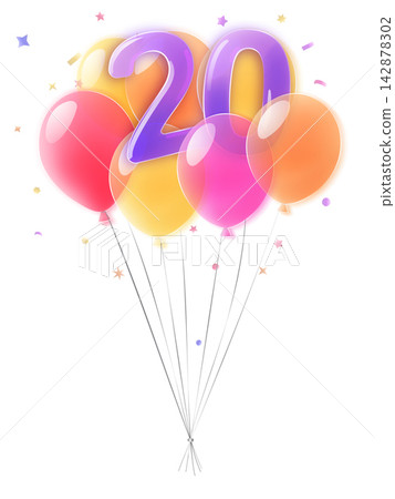 Birthday 20 celebration graphic. Birthday 20 celebration graphic. 142878302