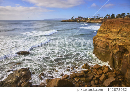 Sunset Cliffs Ocean Waves and Rocky Coastline in San Diego California Sunset Cliffs Ocean Waves and Rocky Coastline in San Diego California 142878982