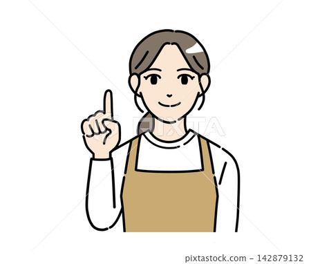 An illustration of a young female staff member explaining with her finger raised. An illustration of a young female staff member explaining with her finger raised. 142879132